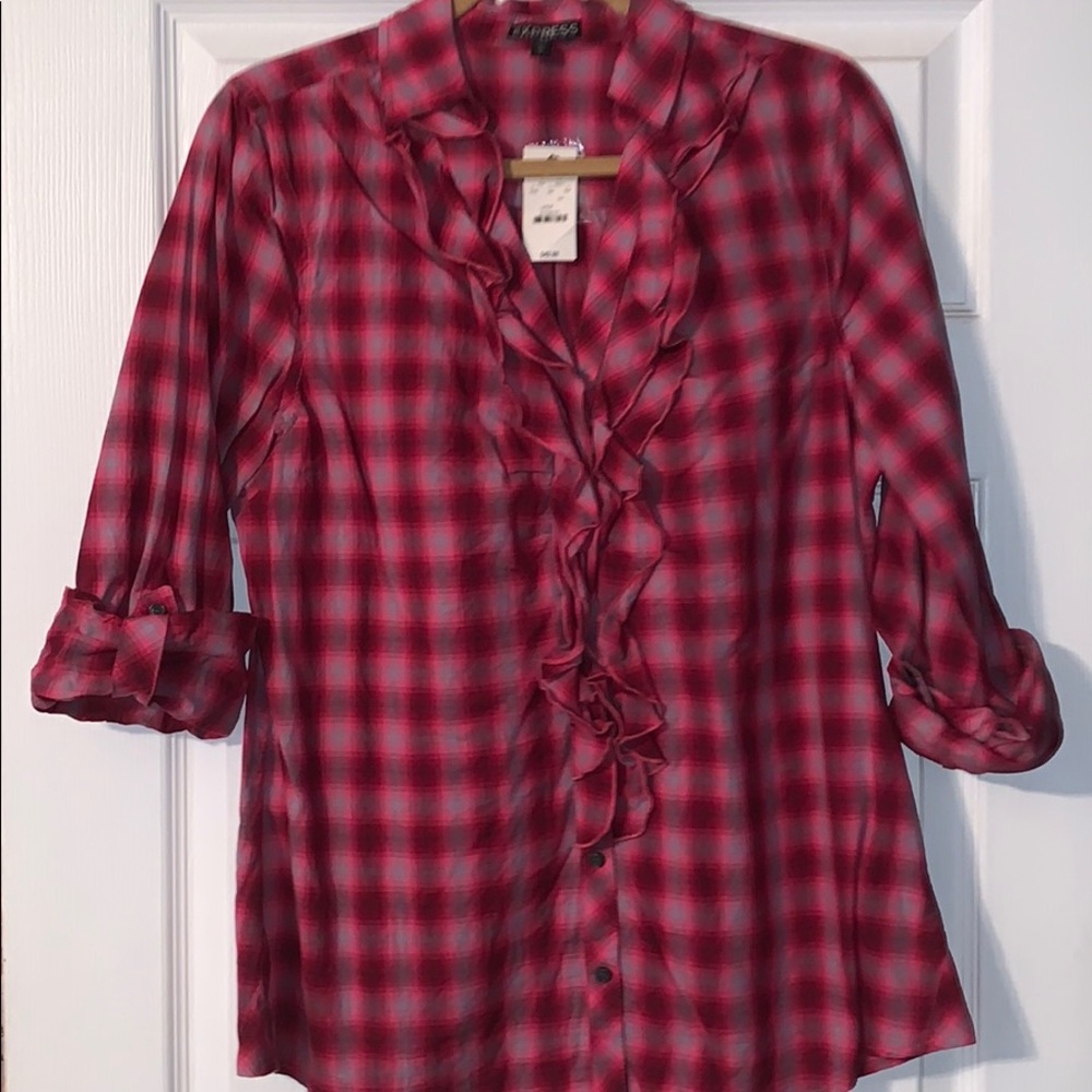 Bottom down plaid shirt